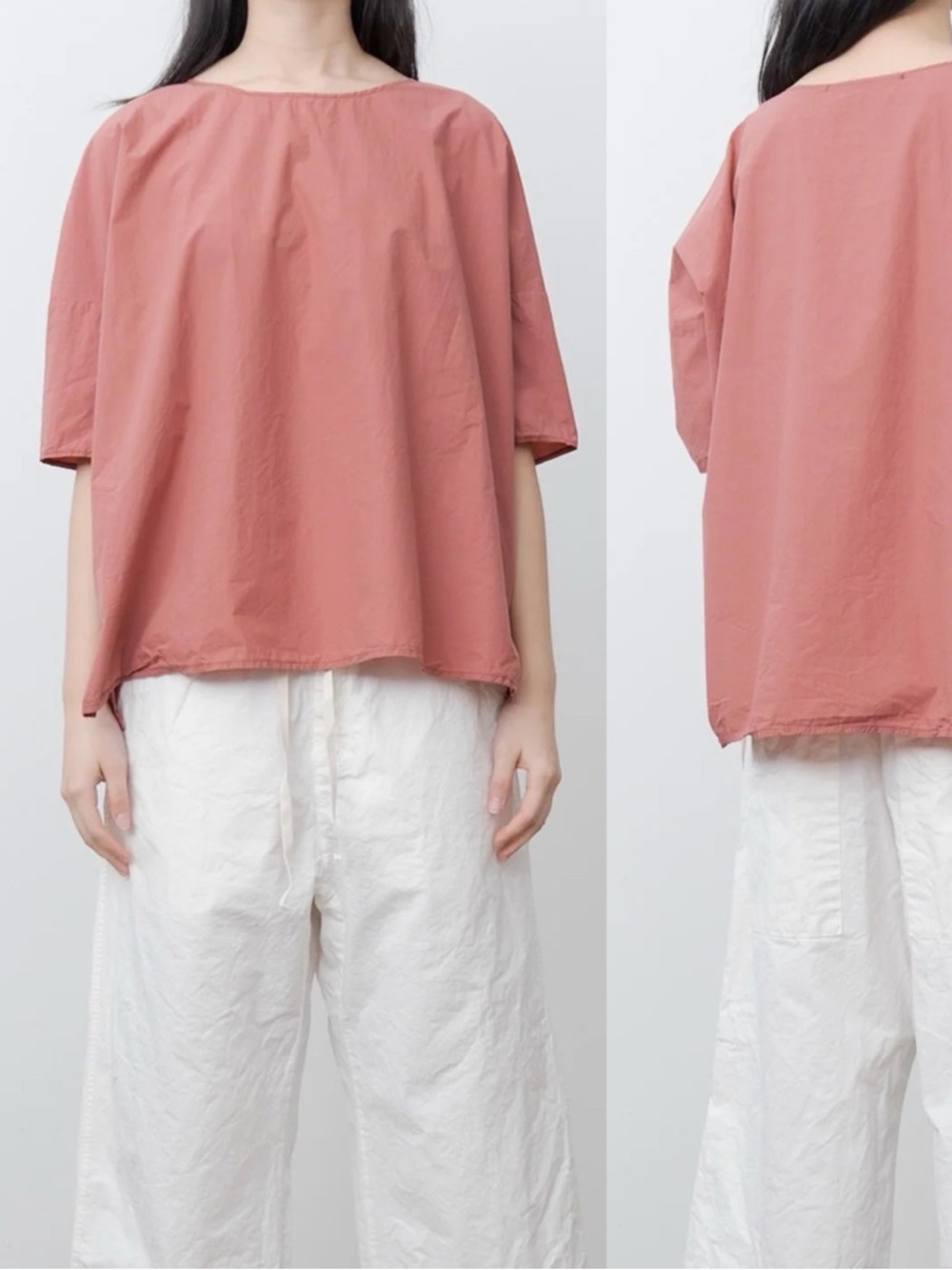 ALBUM DI FAMIFLIA Tissue Cotton Simple Boxy Oversized Blouse Top \\ S